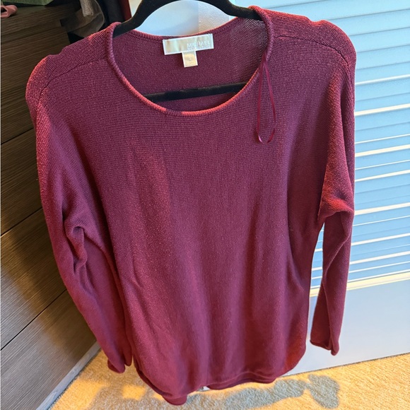 Michael Kors sweater, size small burgundy knit top with gold zippers - Picture 1 of 9